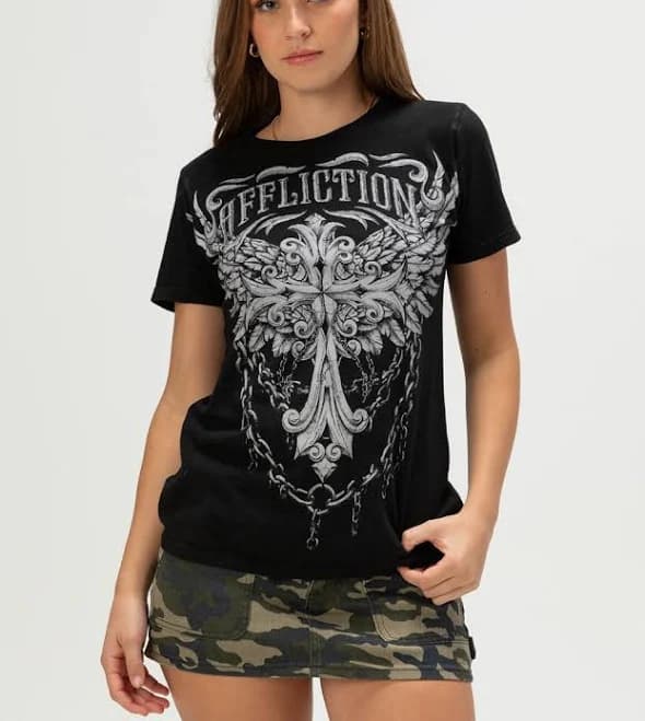 Affliction Women's Cotton Empower T-Shirt with Buckle