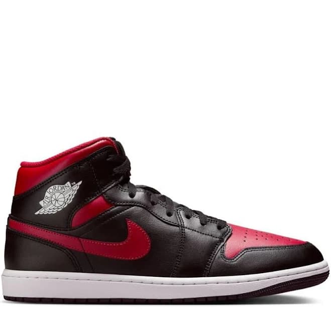 Air Jordan 1 Mid Black And Red Sneakers