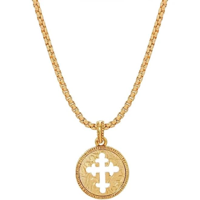 14K Gold-Dipped Coin Cross Necklace