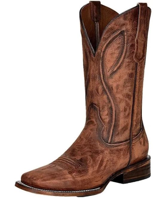 Circle G Men's 12" Embroidery Leather Western Boots