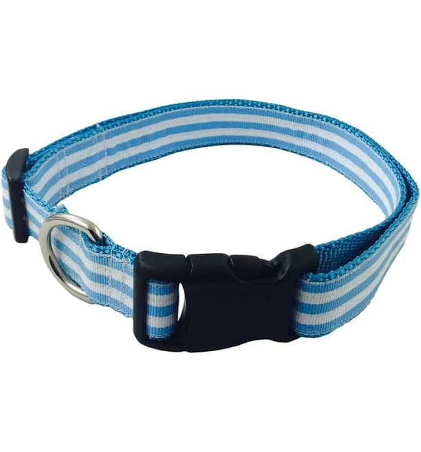 Collar Me Crazee Light Blue and White Stripe Dog Collar