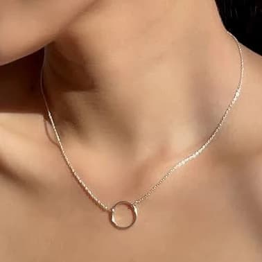 Sterling Silver Minimalist Circle Charm Necklace