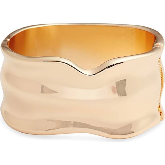Open Edit Women's Molten Wide Hinged Cuff Bracelet