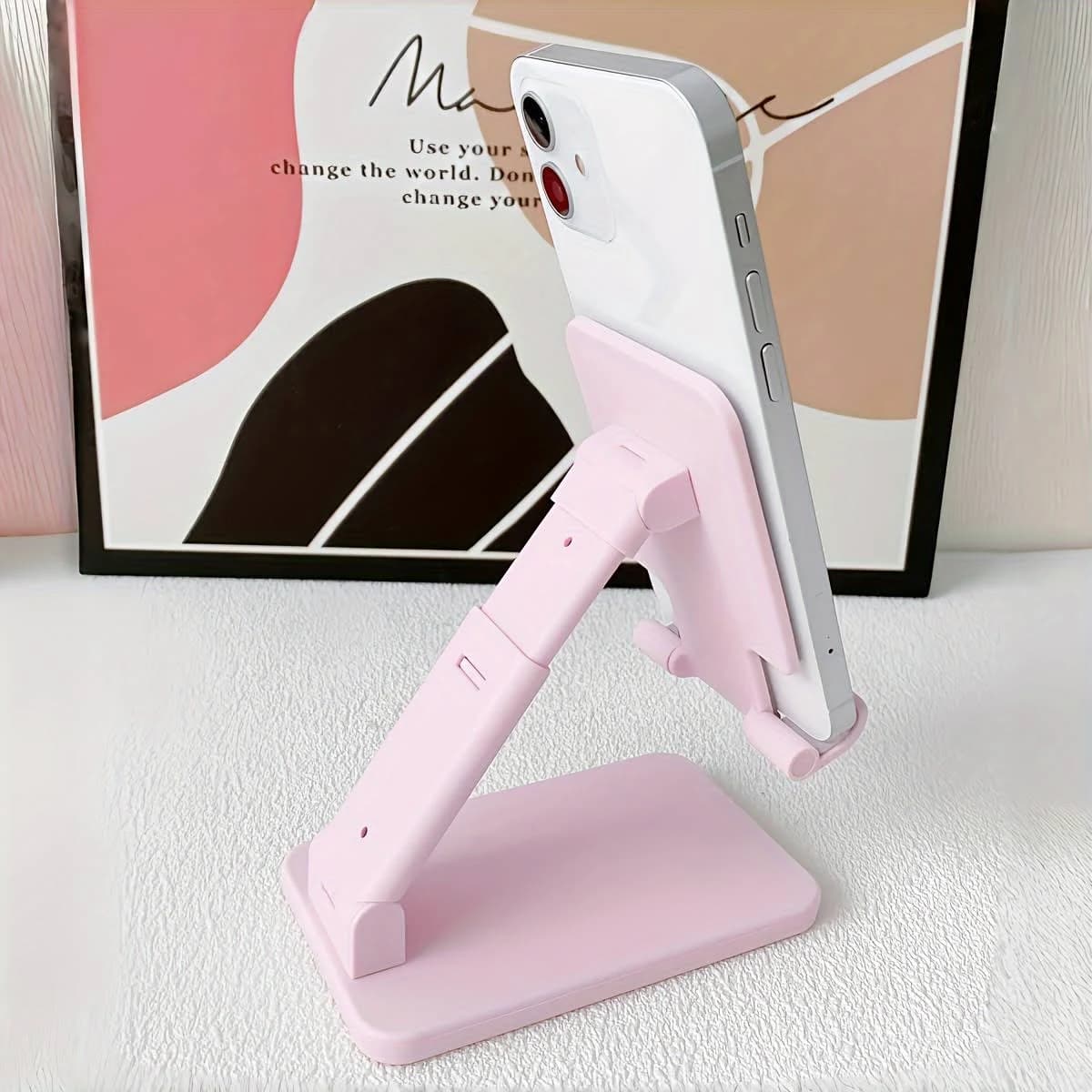 Pink Adjustable Folding Phone Stand