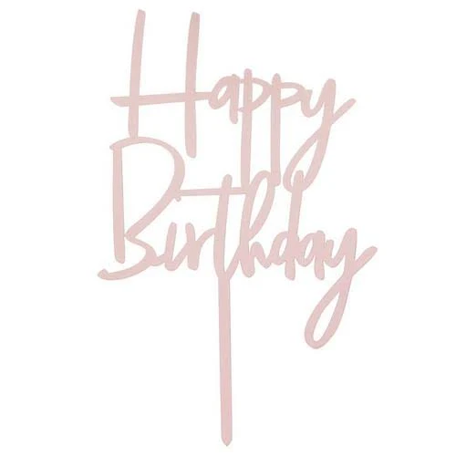 Pink Happy Birthday Cake Topper