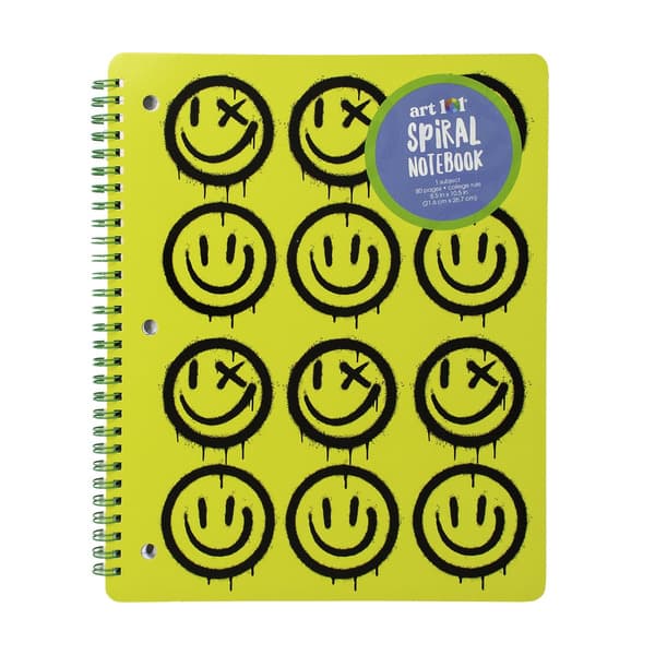 Art 101 Lets Skate Smiley Spiral Notebook