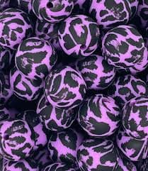 15mm Print Purple Snow Leopard EXCLUSIVE Animal Round Silicone Beads – The Silicone Bead Store LLC