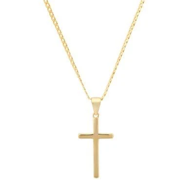 14K Gold Plated Italian Sterling Silver Cross Pendant Necklace
