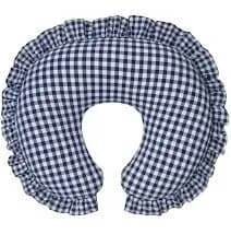 Blue Gingham Ruffle Nursing Pillow Cover