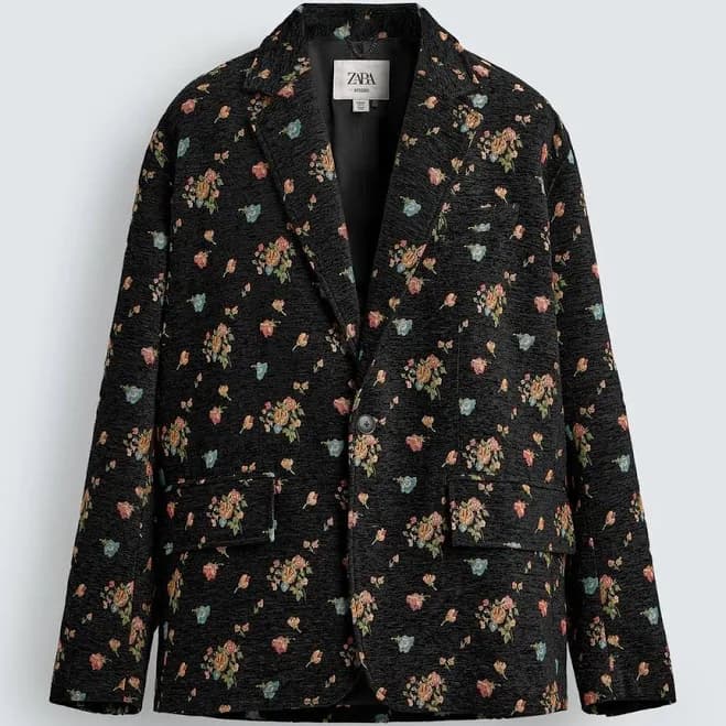 Zara Men's Limited Edition Floral Jacquard Blazer