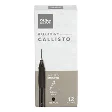 Office Depot Bold Point 1.4 mm Clear Barrel Black Ink Callisto Soft-Grip Retractable Ballpoint Pens
