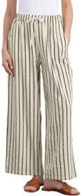 Inspire Chic Women's Casual Drawstring Stripe Wide Leg Cotton Pants