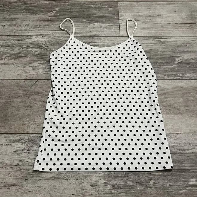 Zara Women’s Spaghetti Strap Tank Top Size Medium White Black Spotted