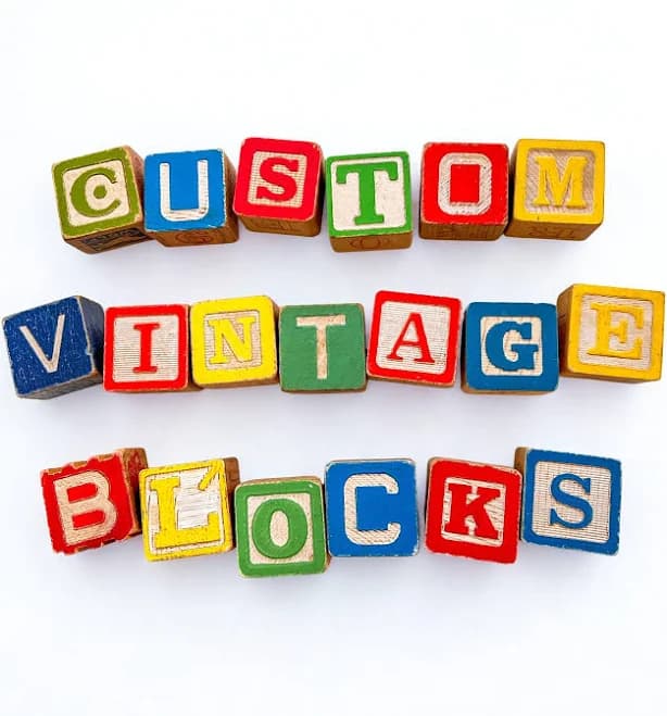Custom Vintage ABC Blocks: Newborn Photo Prop, Nursery Decor, Alphabet Name Blocks, Personalized Baby Gift
