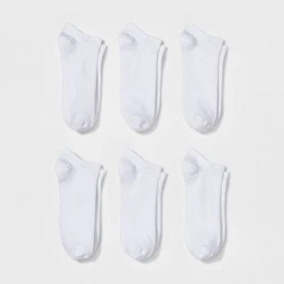 Women's 6pk Low Cut Socks - A New Day White 4-10