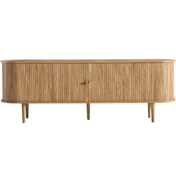 George Oliver 78" Natural Wood TV Stand with Tambour Door