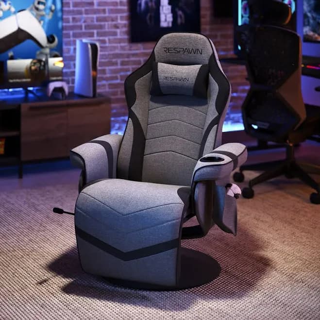 RESPAWN 900 Gaming Recliner – Reclining Gaming Chair with Footrest, Gaming Chair Recliner, Grey / Black