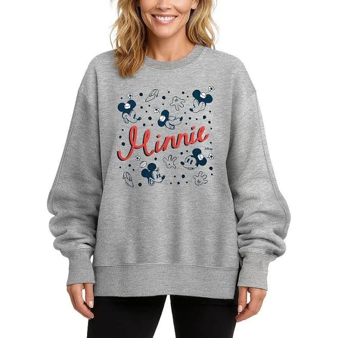 Disney Women's Minnie Mouse Speckle Oversized Fleece Sweatshirt