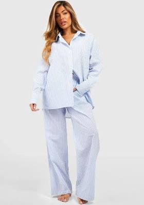 Boohoo Women's Cotton Pinstripe Pyjama Trousers