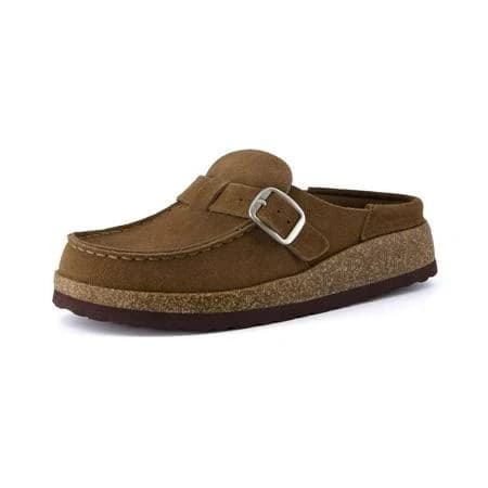 Cushionaire Women's Genuine Leather Cork Footbed Clogs