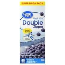 Great Value Double Zipper Freezer Bags Gallon 80 Count