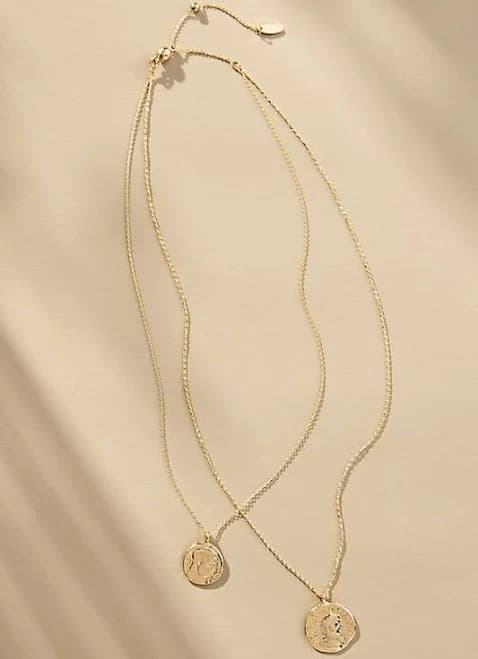 Anthropologie Layered Coin Pendant Necklace - Gold