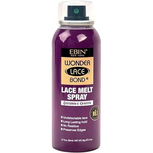 Wonder Lace Melt Aerosol Spray | Preserves Edges & Undetectable Lace | Long lasting hold | No Residue | Vitamin E + Biotin Infused (80ml./ 2.7oz)