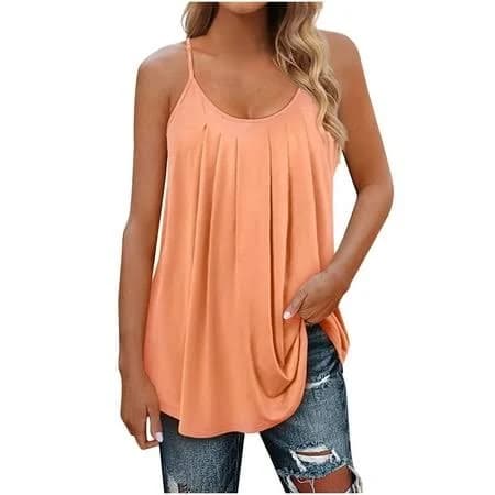 Women's Pleated Spaghetti Camisole Tank Tops