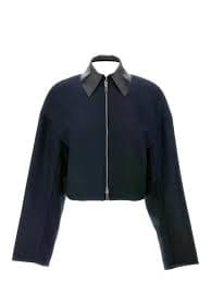Max Mara Vacuo Leather-Collar Wool Jacket - Blue | Editorialist