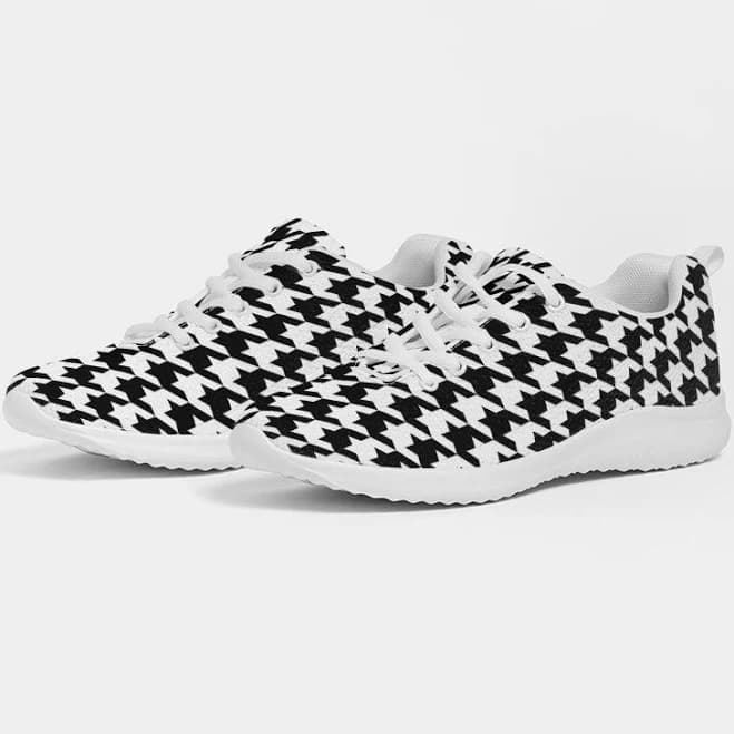 Houndstooth Men's Lace-Up Breathable Mesh Sneakers