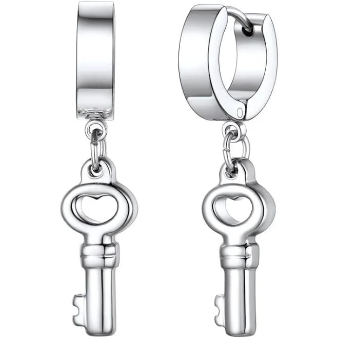 Faithheart Jewelry Men's Key Dangle Hoop Earrings