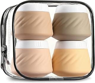 Gemice Travel Containers for Toiletries, Silicone Cream Jars TSA Approved Travel Size Containers with Clear Bag, Leak-proof Travel Accessories with Lid for Cosmetic Face Body Hand Cream