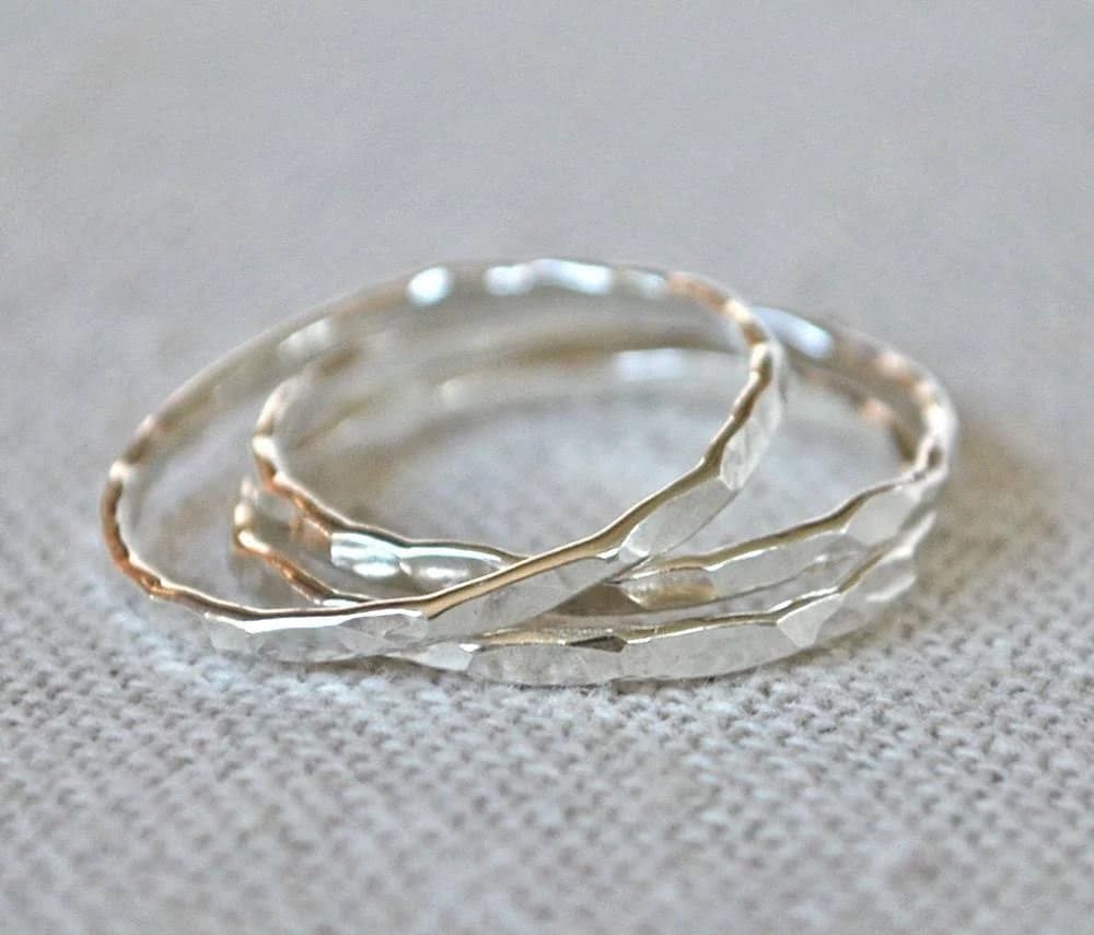 Argentium Silver Skinny Stack with Micro Band