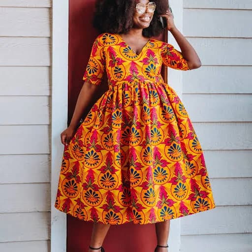 African V-Neck Dress
