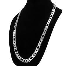 12MM Silver Classic Figaro Chain Necklace 20"24"30"36" – Icenblings