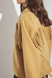 Fringe Detail Wool Blend Jacket Beige | NA-KD