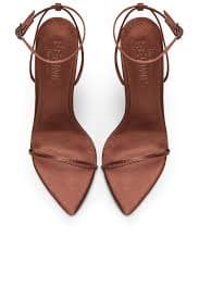 FEMME LA Andx Satin Sandal in Chocolate | REVOLVE