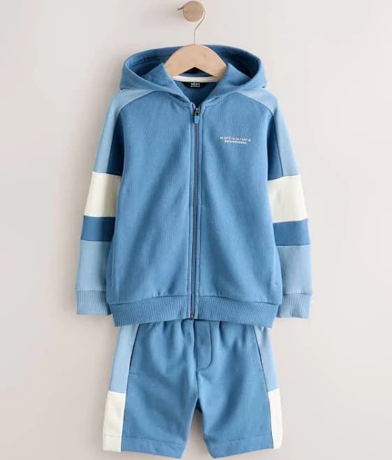 Boys NEXT Blue Colourblock Zip Through Hoodie Set