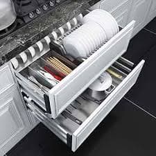 Organizador de cocina extraíble para armario de cocina, cesta de alambre de acero inoxidable 304, organizador de cajones deslizables de metal resistente, organizador de almacenamiento para base de : Hogar y Cocina - Amazon.com