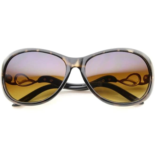 sunglass.la Sunglassla Unisex Women's Metal Temple Rhinestone Accent Oval Gradient Lens Oversize Sunglasses