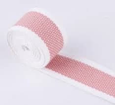 32mm Baby Pink Stripes Canvas Webbing Fabric belt White Webbing Strap Cotton Webbing dog collar Webbing Bag Strap