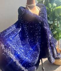 Navy Blue Sequin Cape: Faux Fur Trim Evening Wrap - Etsy