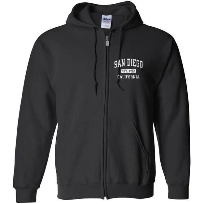 San Diego Est 1769 California CA Vintage Established Sports Design Full Zip Hoodie
