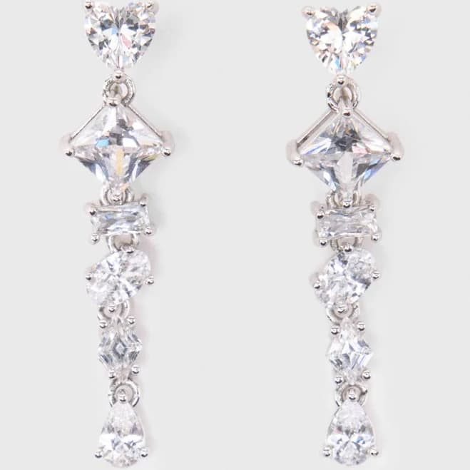 Maje Women's Precieux Cascade Rhinestone Heart Earrings