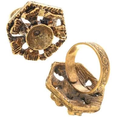 Floral Rhinestone Gold Plated Adjustable Band