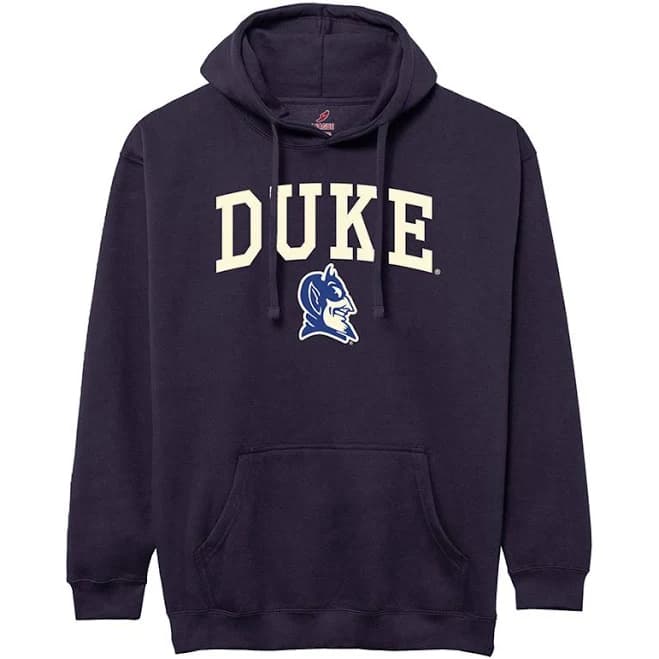 League Duke Blue Devils Essential Fleece Hoodie 2.0 – Classic Arch Logo Pullover with Soft Interior and Adjustable Hood