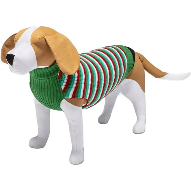 Wondershop Green and Red Stripe Holiday Dog and Cat Sweater in L | Multicolor | Jumper