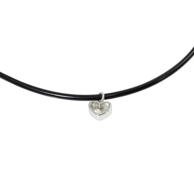 925 Sterling Silver Heart Charm Choker Necklace