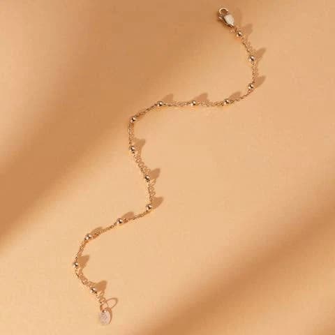 14K Gold Dainty Bead Chain Bracelet