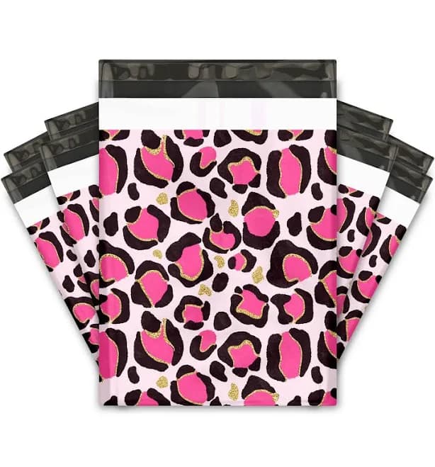 Pink Leopard Print Poly Mailers